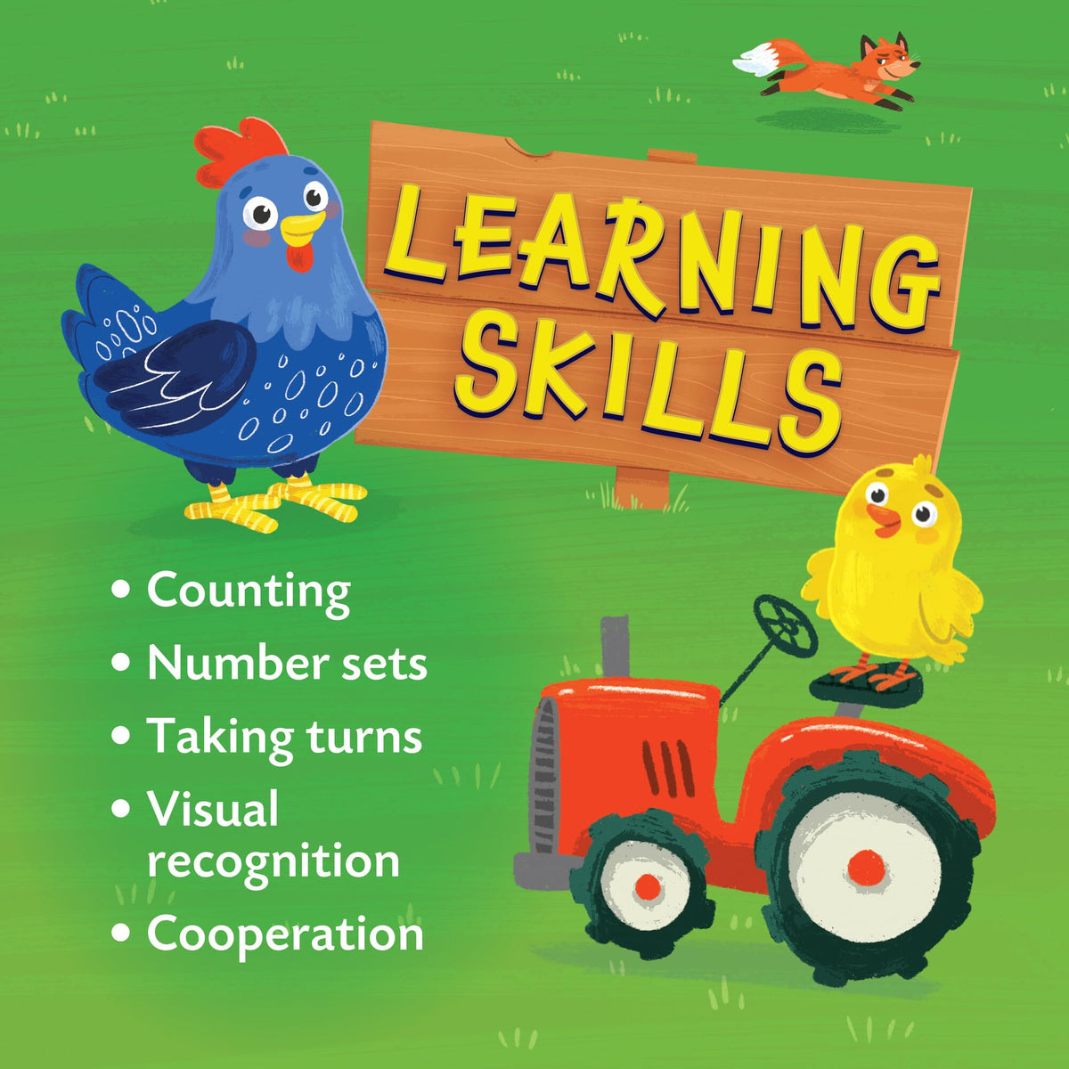 Peaceable Kingdom Count Your Chickens chicken coop component sparks farm-style imagination.
