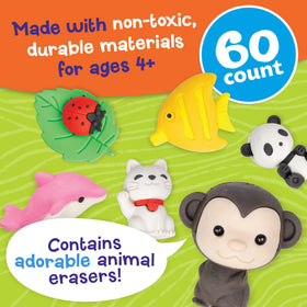 Peaceable Kingdom colorful animal erasers for classroom trades and daily practice