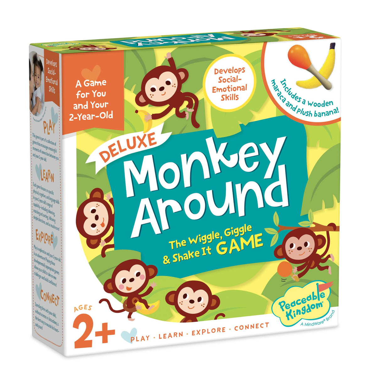 Peaceable Kingdom Deluxe Monkey Around board promotes active play and gross motor development.