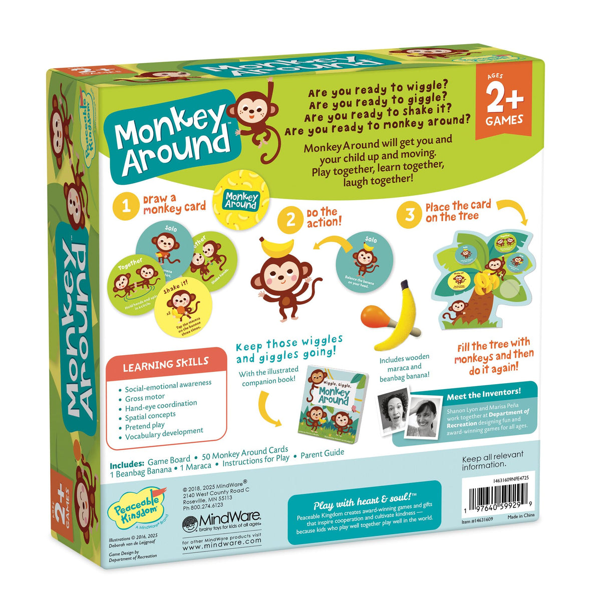 Peaceable Kingdom Deluxe Monkey Around game visuals encourage caregiver-child cooperation.
