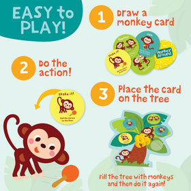 Peaceable Kingdom Deluxe Monkey Around parent guide supports easy setup.