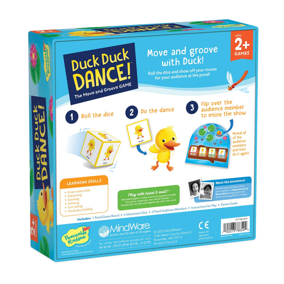 Peaceable Kingdom Duck Duck Dance parent guide supports varied play to grow skills.