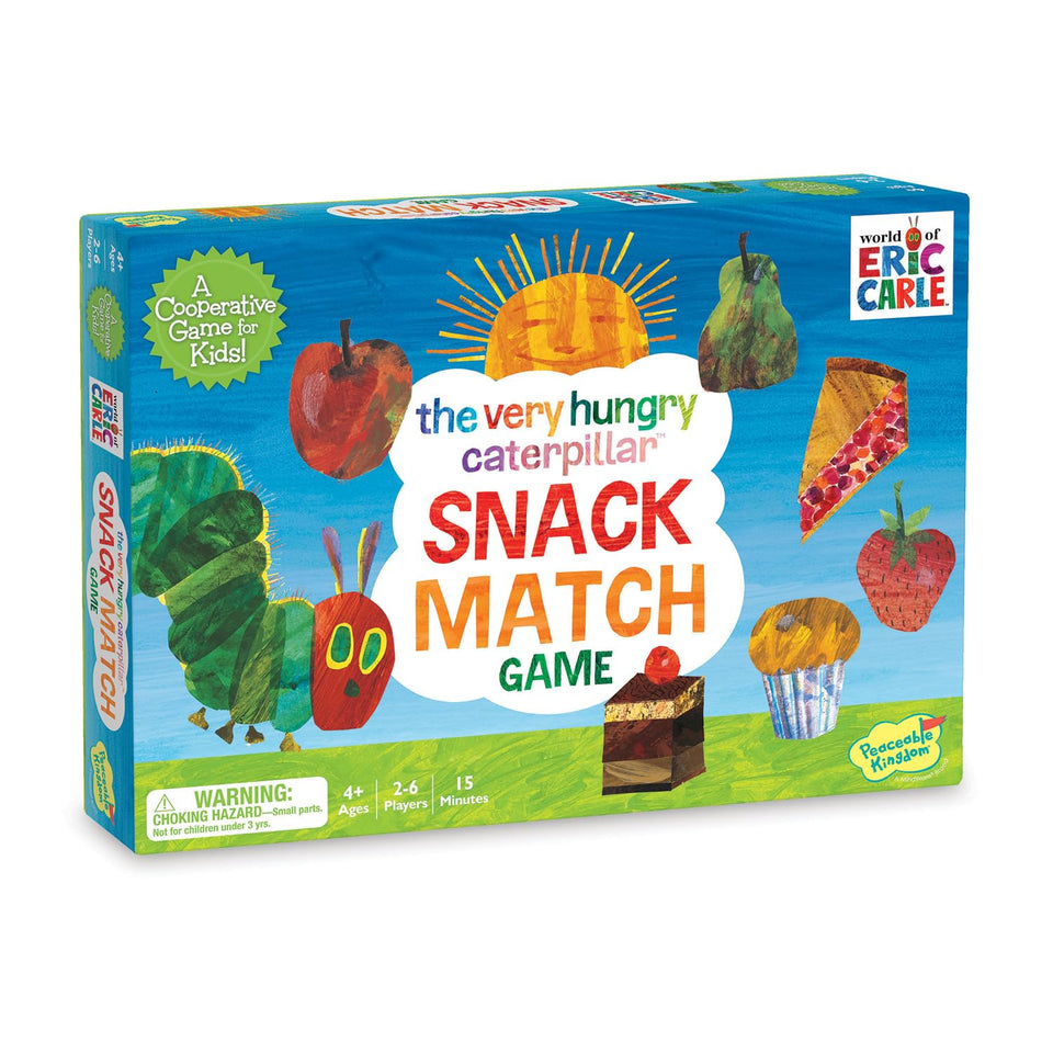 Peaceable Kingdom Eric Carle Snack Match Board with 3-D caterpillar for cooperative play.