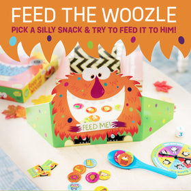 Peaceable Kingdom Feed the Woozle silly snacks inspire counting and turn-taking.