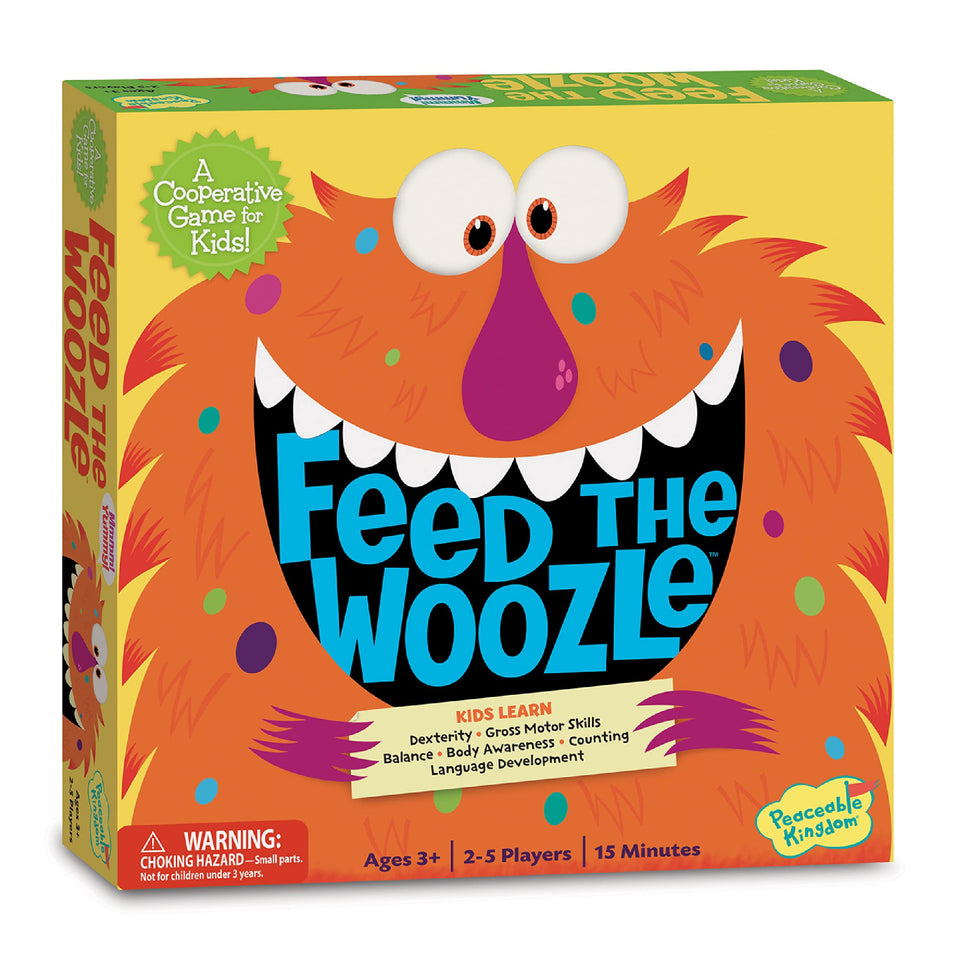 Peaceable Kingdom Feed the Woozle figure invites cooperative play and social skills.