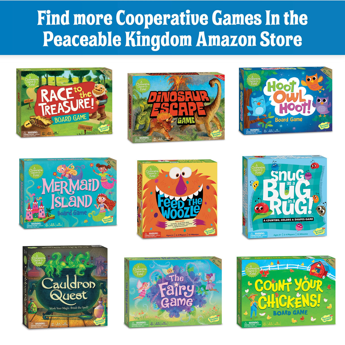 Peaceable Kingdom Gnomes at Night instruction cards aiding quick setup