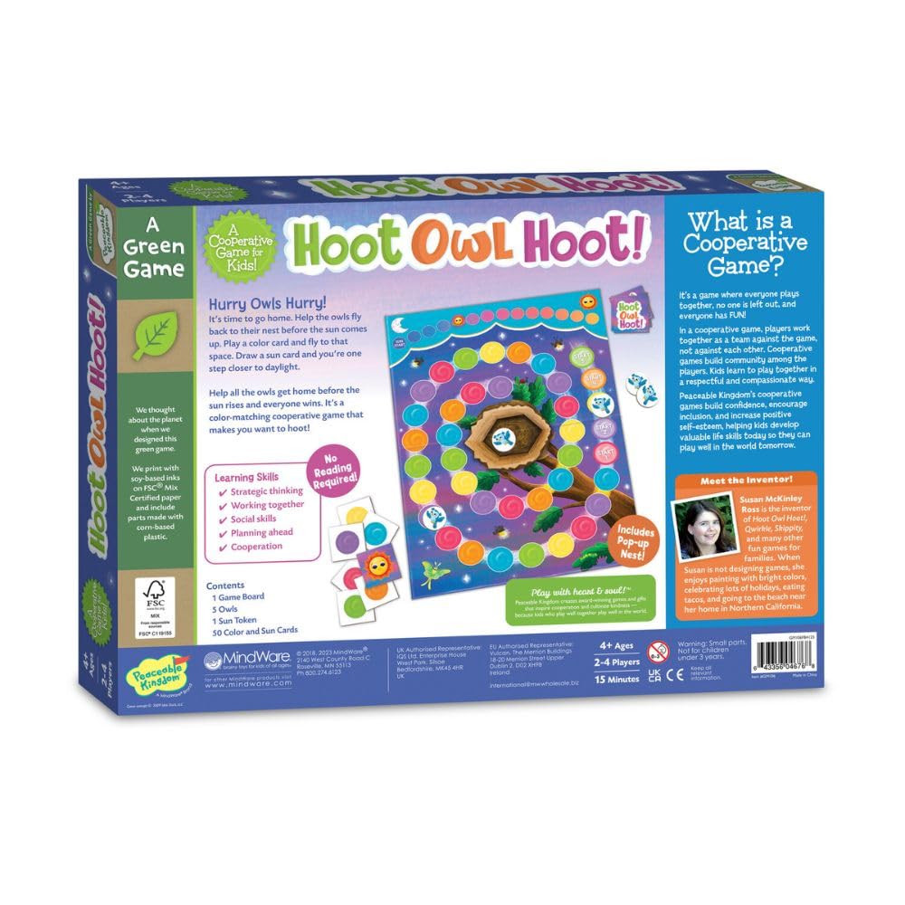 Peaceable Kingdom Hoot Owl Hoot promotes teamwork through cooperative play