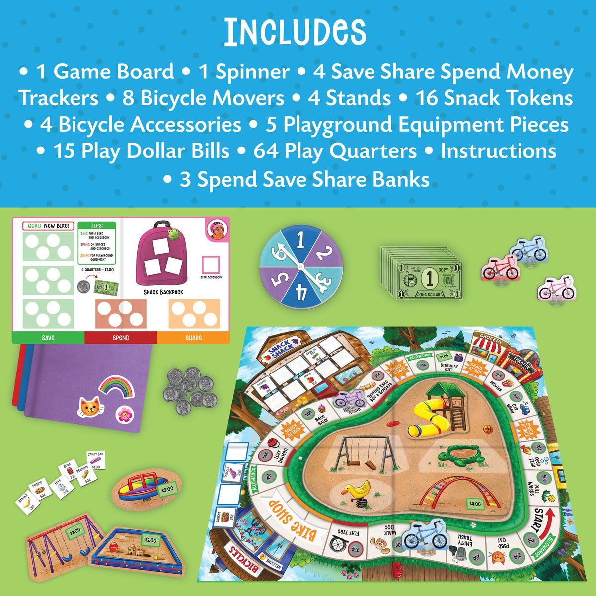 Peaceable Kingdom Money Bunch bicycle accessories for fun customization during play.