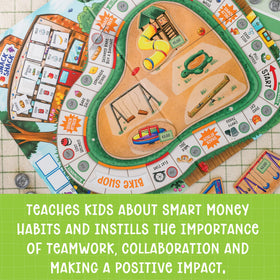 Peaceable Kingdom Money Bunch new bicycle movers helping kids plan goals together.