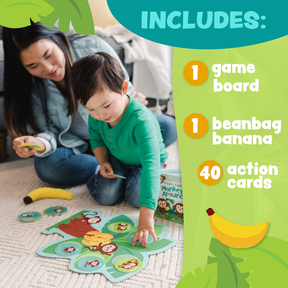Peaceable Kingdom Monkey Around beanbag banana included adds playful props.