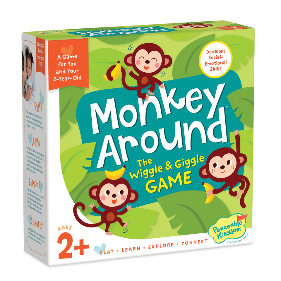 Peaceable Kingdom Monkey Around box invites family play and toddler exploration.