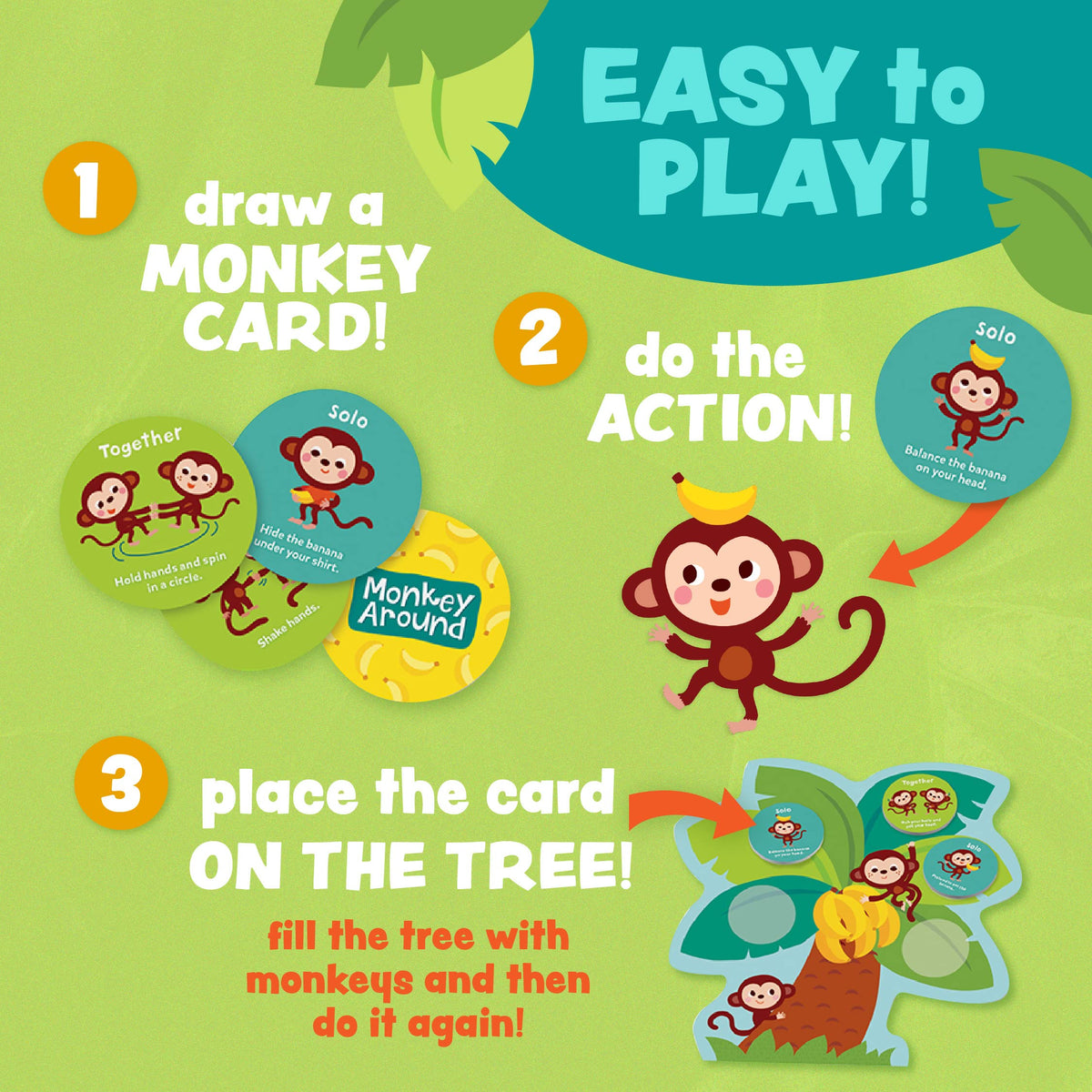 Peaceable Kingdom Monkey Around child plays with caregiver for active learning.