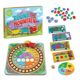 Peaceable Kingdom Round the Mountain wooden train piece in action supports fine motor skills.