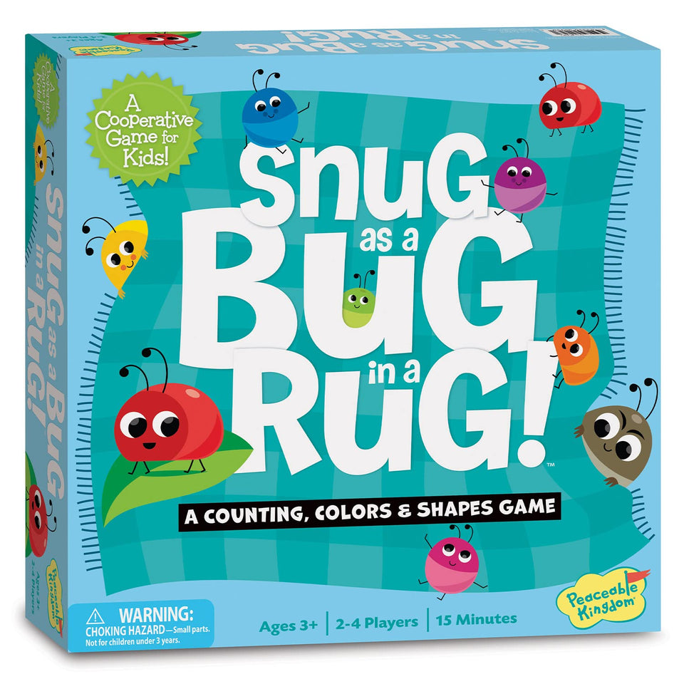 Peaceable Kingdom Snug as a Bug in a Rug box opening invites curious preschoolers to explore.