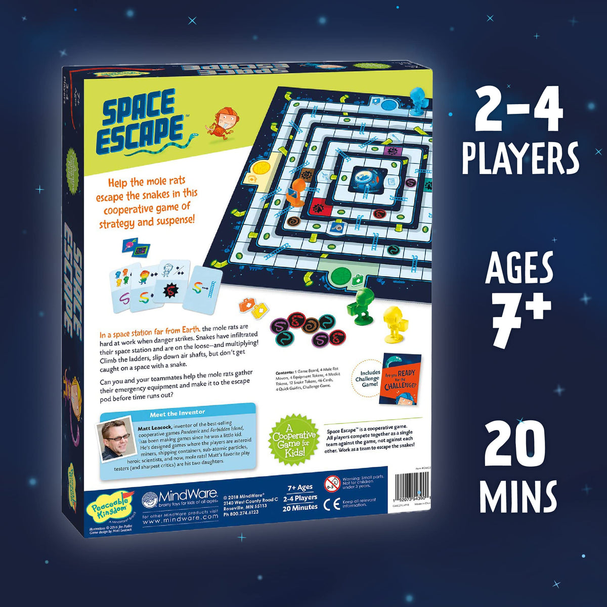Peaceable Kingdom Space Escape snakes artwork adds strategic tension.