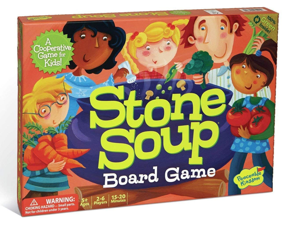 Peaceable Kingdom Stone Soup game board fostering teamwork and memory in kids