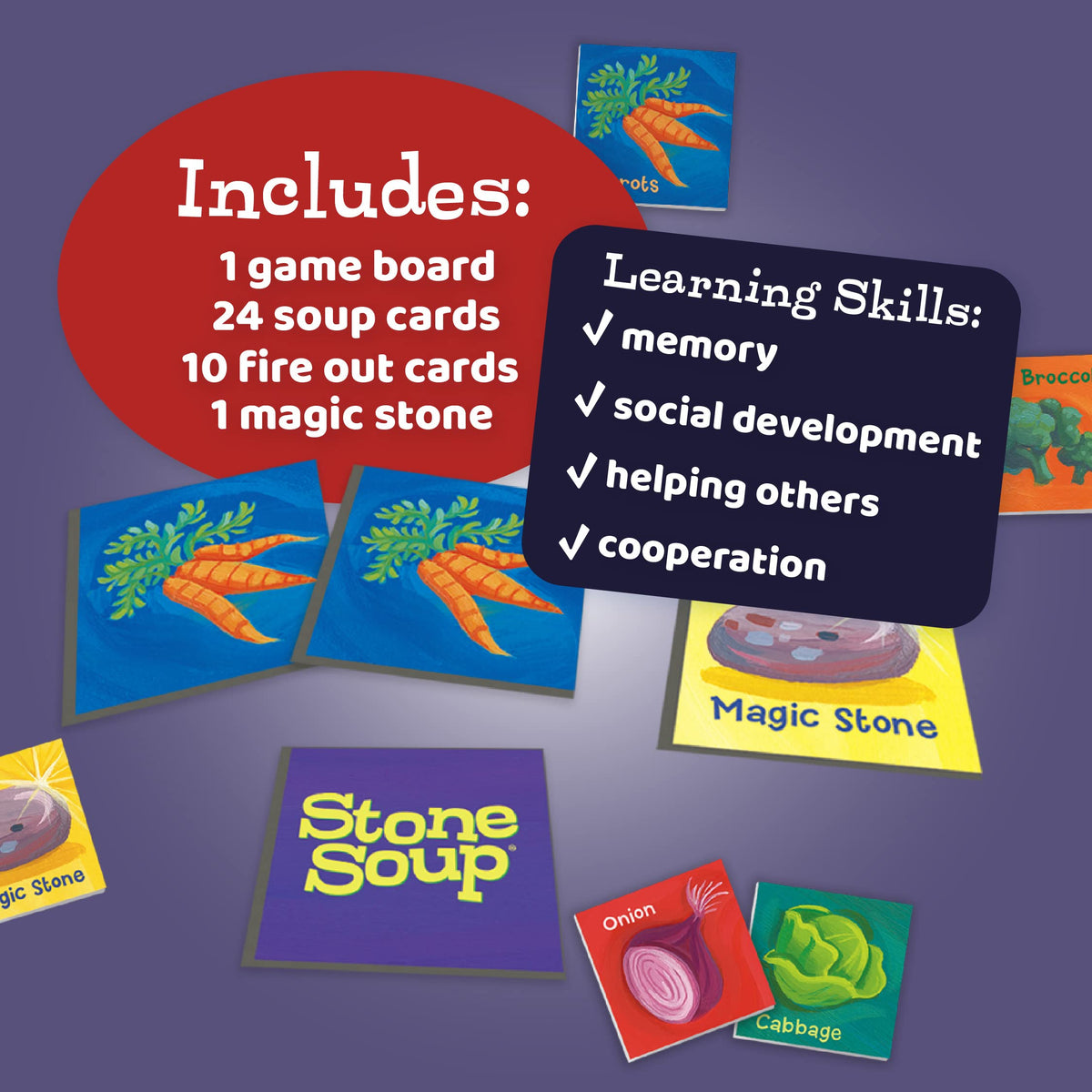 Peaceable Kingdom Stone Soup story and instruction card set for guidance