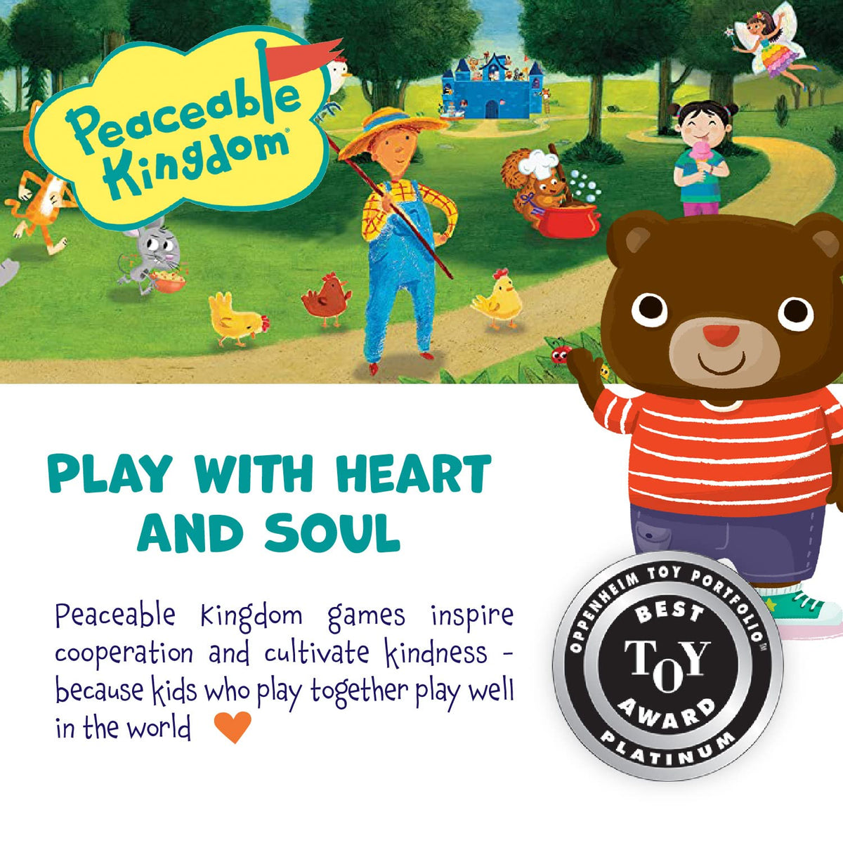 Peaceable Kingdom Where's Bear child participates in stacking and finding games