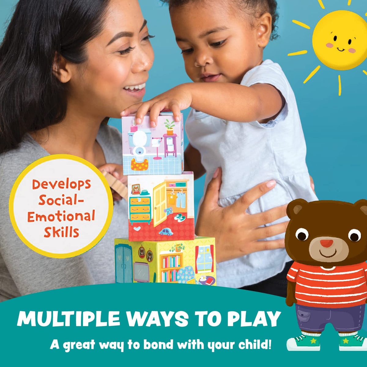 Peaceable Kingdom Where's Bear rooms-in-house illustrated nesting boxes support exploratory learning
