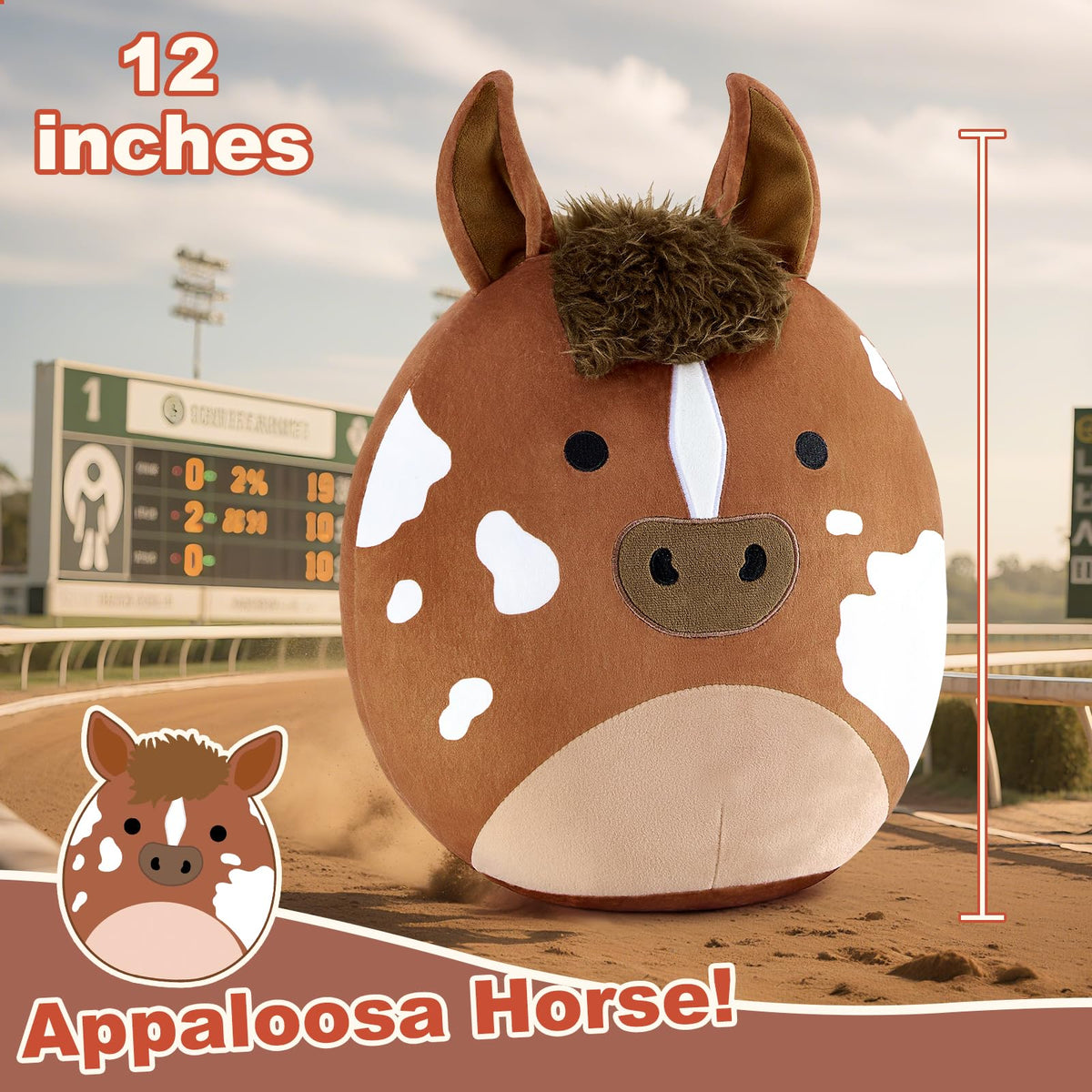 PEACH CAT Appaloosa plush 12 inches, ideal for small hands.
