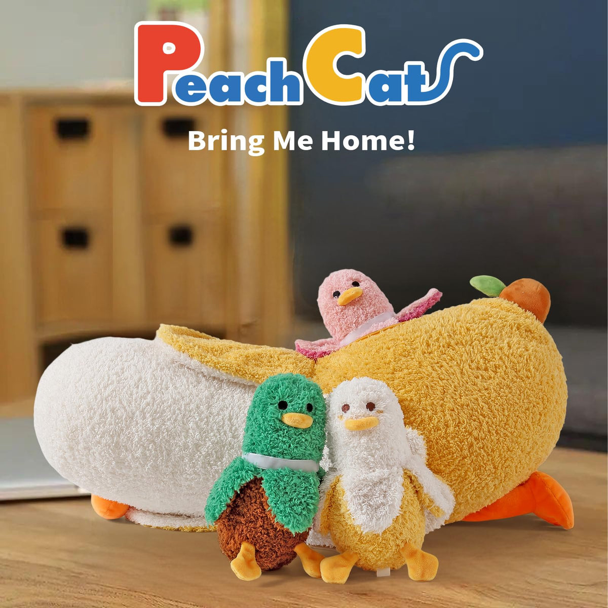 PEACH CAT Banana Duck baby plushes, 6 inches, colorful and kid-friendly.