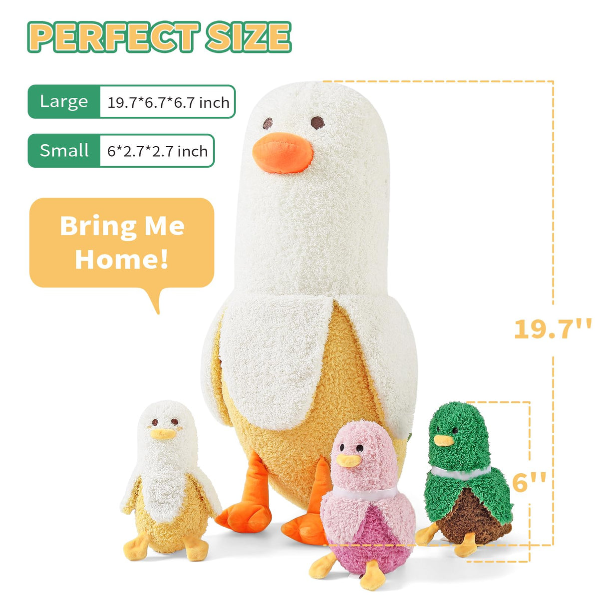 PEACH CAT Banana Duck four-piece set as a cozy family display in a room.