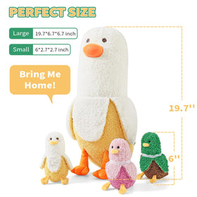 PEACH CAT Banana Duck four-piece set as a cozy family display in a room.
