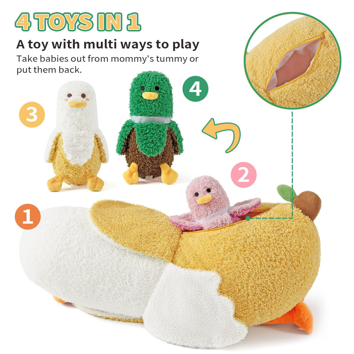 PEACH CAT Banana Duck plush resting on a sofa for relaxed lounging.