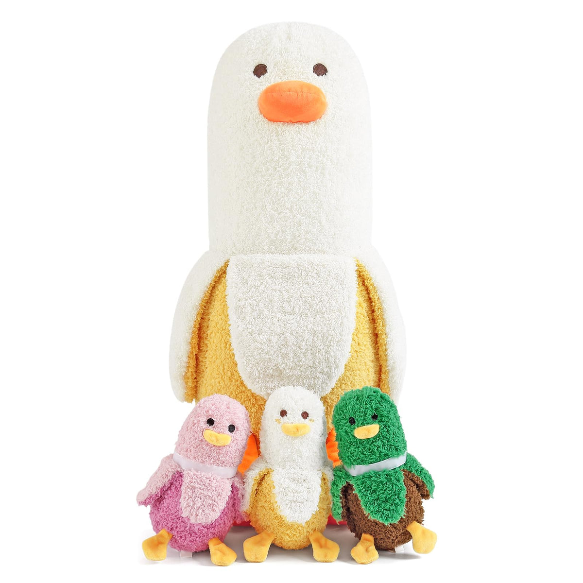 PEACH CAT Banana Duck vacuum-packable plush recovering fullness after unpacking.
