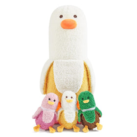 PEACH CAT Banana Duck vacuum-packable plush recovering fullness after unpacking.