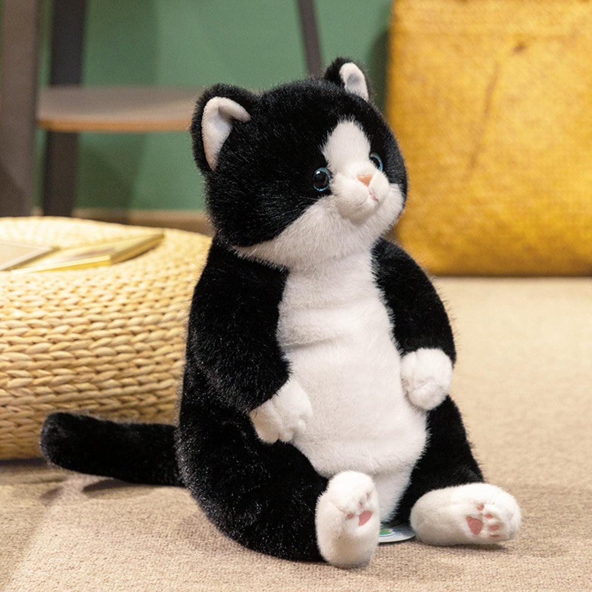 PEACH CAT Black Cat stuffed animal 14-inch, soft cuddle buddy for kids.