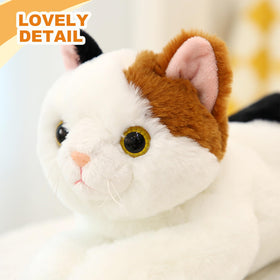 PEACH CAT Calico Cat Plush close-up face reveals lifelike expression and soft texture
