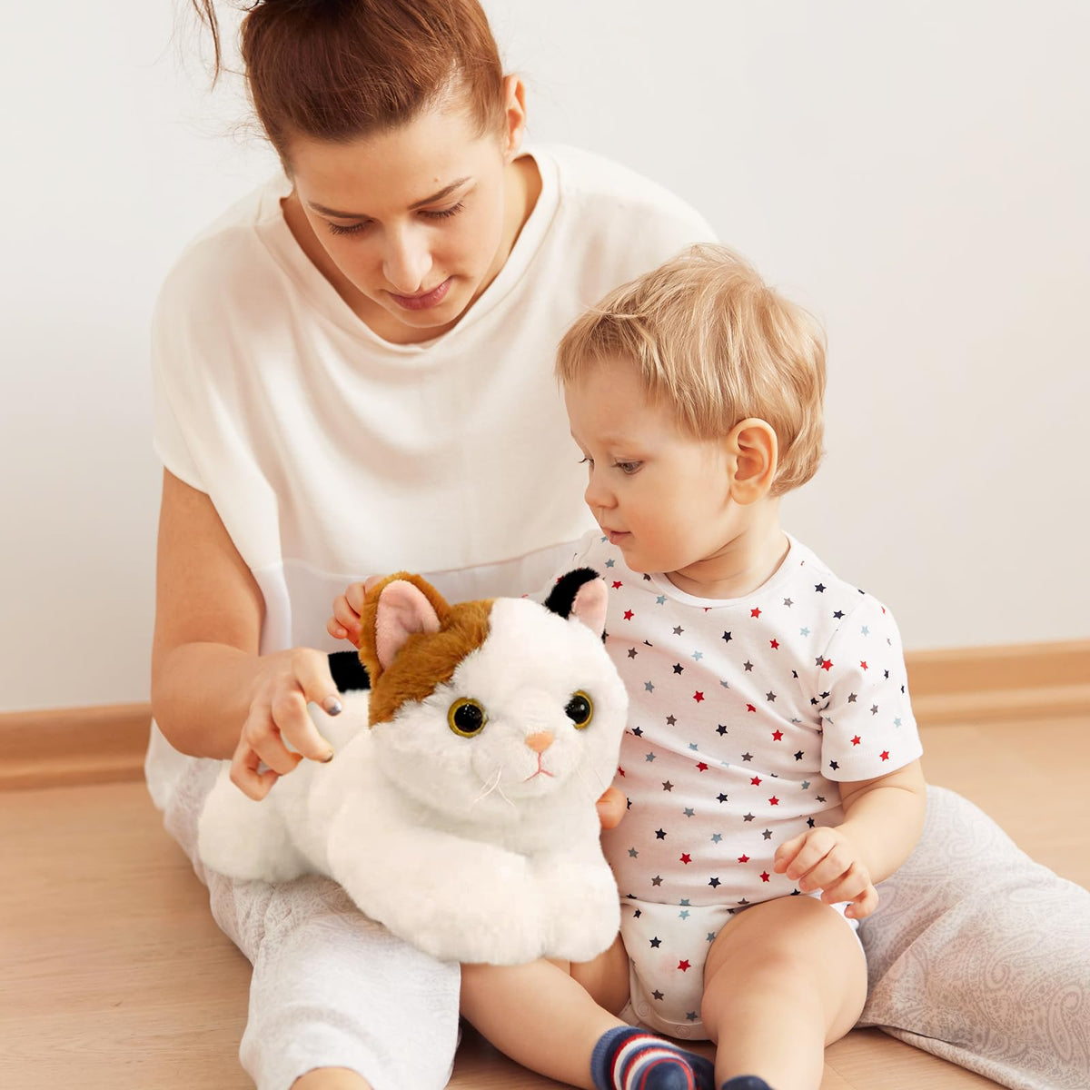 PEACH CAT Calico Cat Plush gift-ready presentation appeals to kids and adults