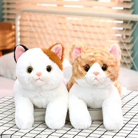 PEACH CAT Calico Cat Plush snuggling in bed makes a perfect nap companion