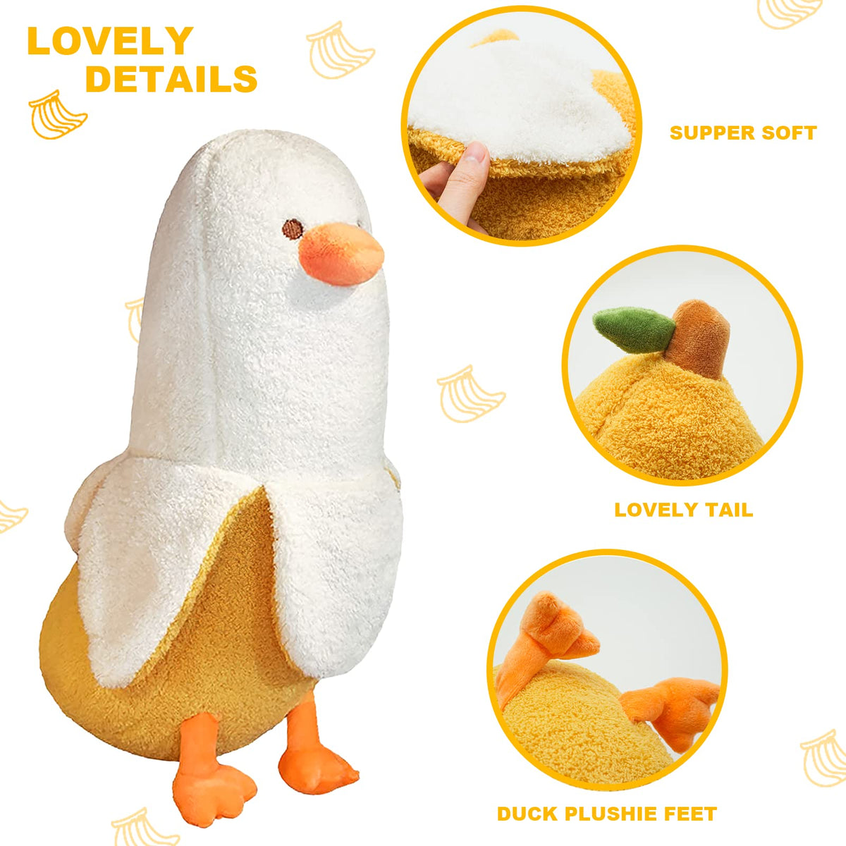 PEACH CAT kawaii banana duck for reading, TV time, and study breaks.