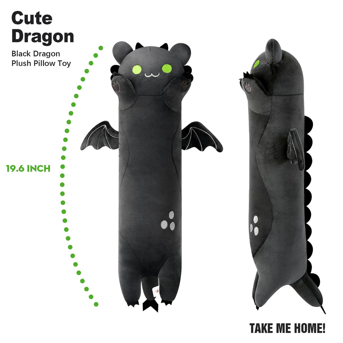 PEACH CAT long dragon cat plush pillow in bed use for naps.