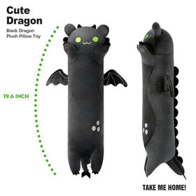 PEACH CAT long dragon cat plush pillow in bed use for naps.