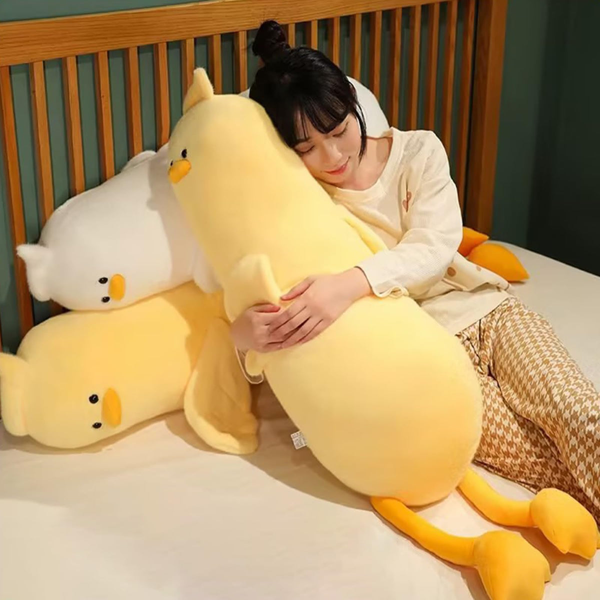 PEACH CAT long duck pillow wings detail for playful decor