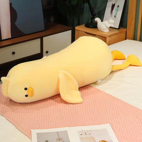 PEACH CAT long duck plush pillow front view for cozy lounging