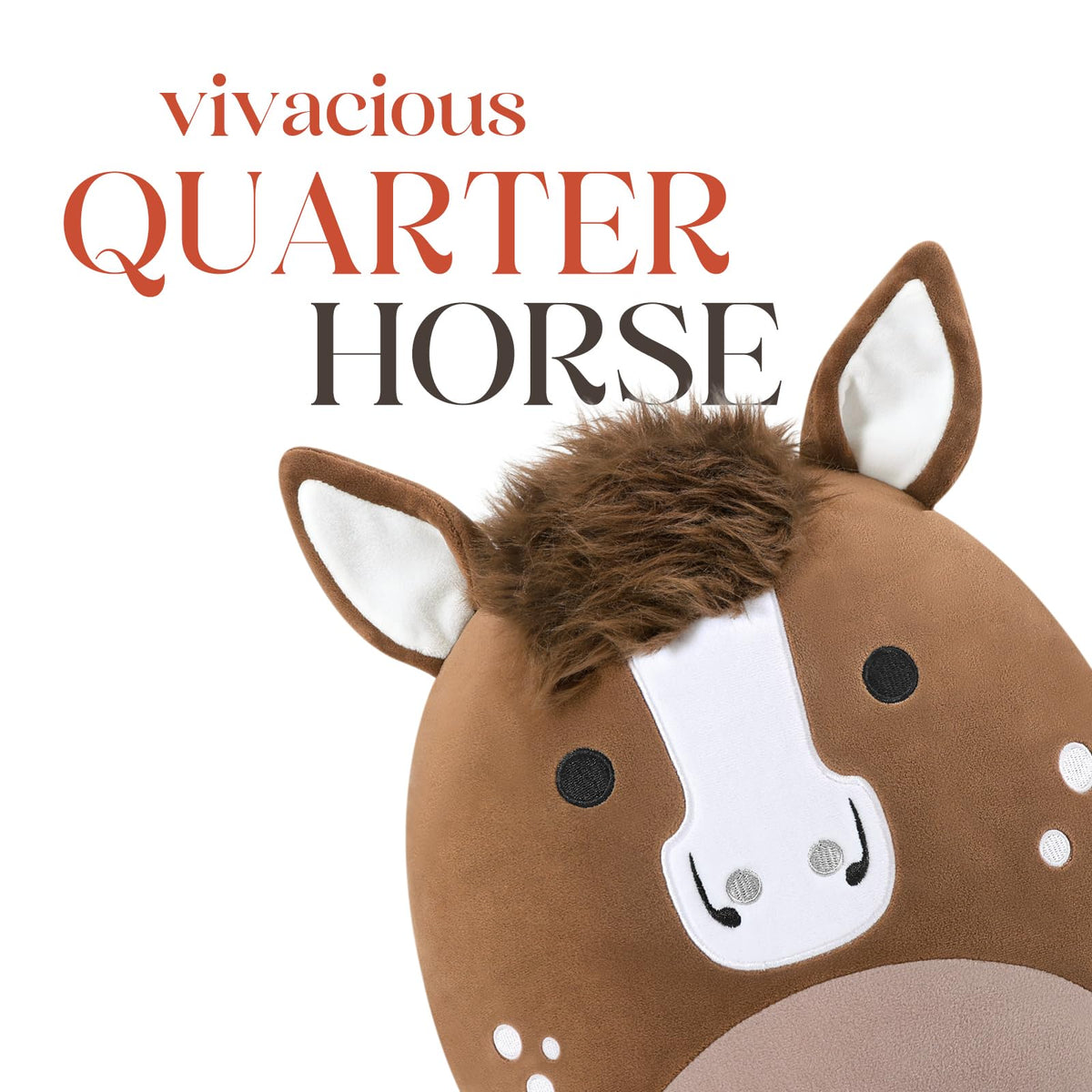 PEACH CAT Quarter Horse plush, side view, ultra-soft texture ideal for comforting hugs.