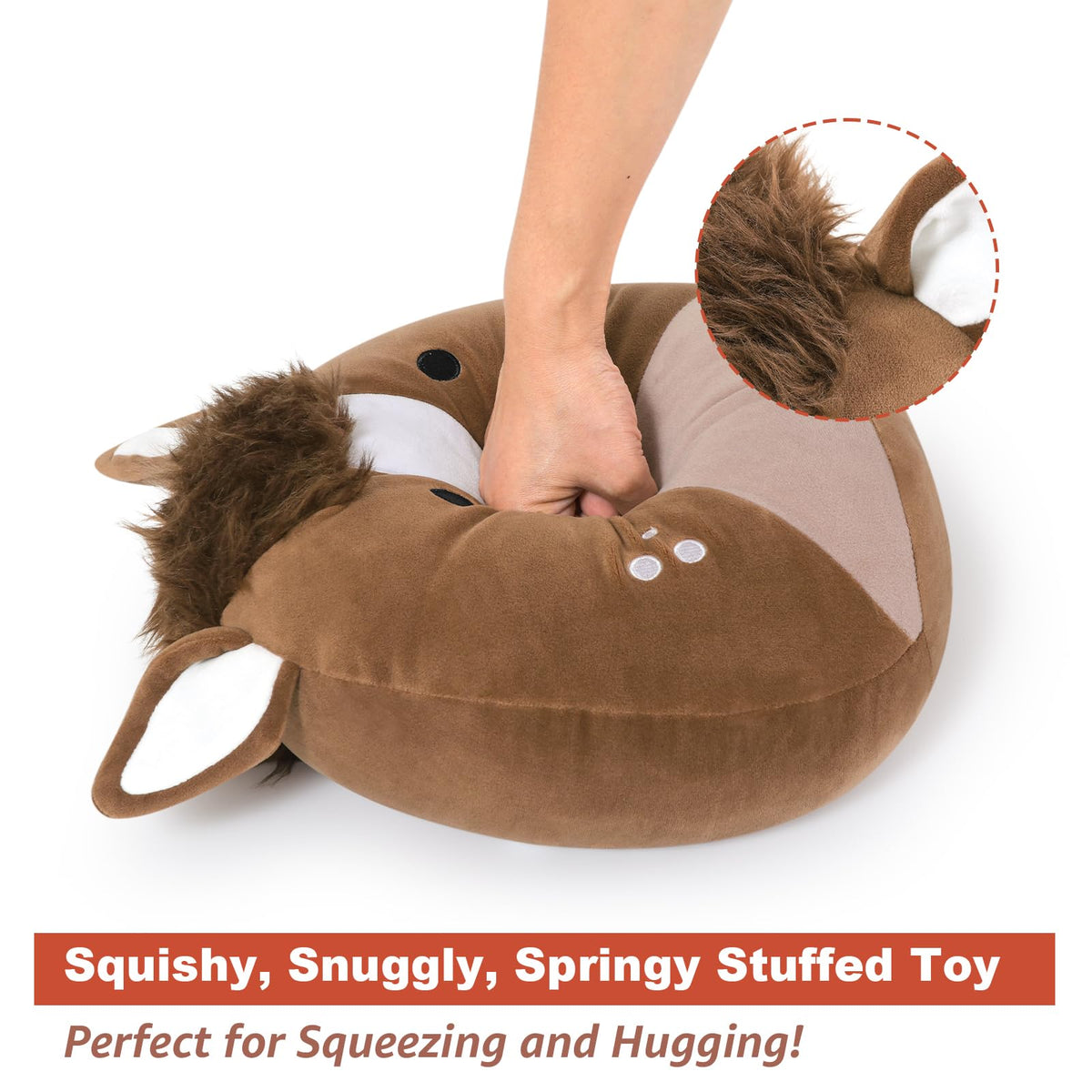 PEACH CAT Quarter Horse plush, snout motif close-up, collectible design.