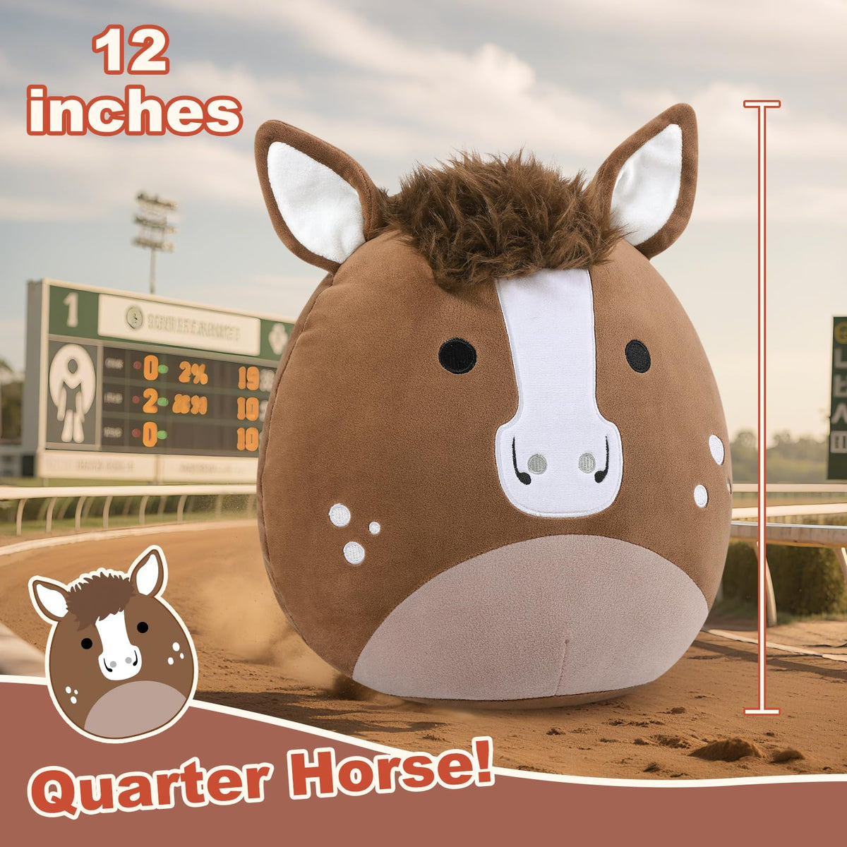 PEACH CAT Quarter Horse plush, tail design with decorative accents for stylish decor.