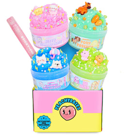 Peachybbies BB Dino slime jar for tactile play and scent enjoyment.