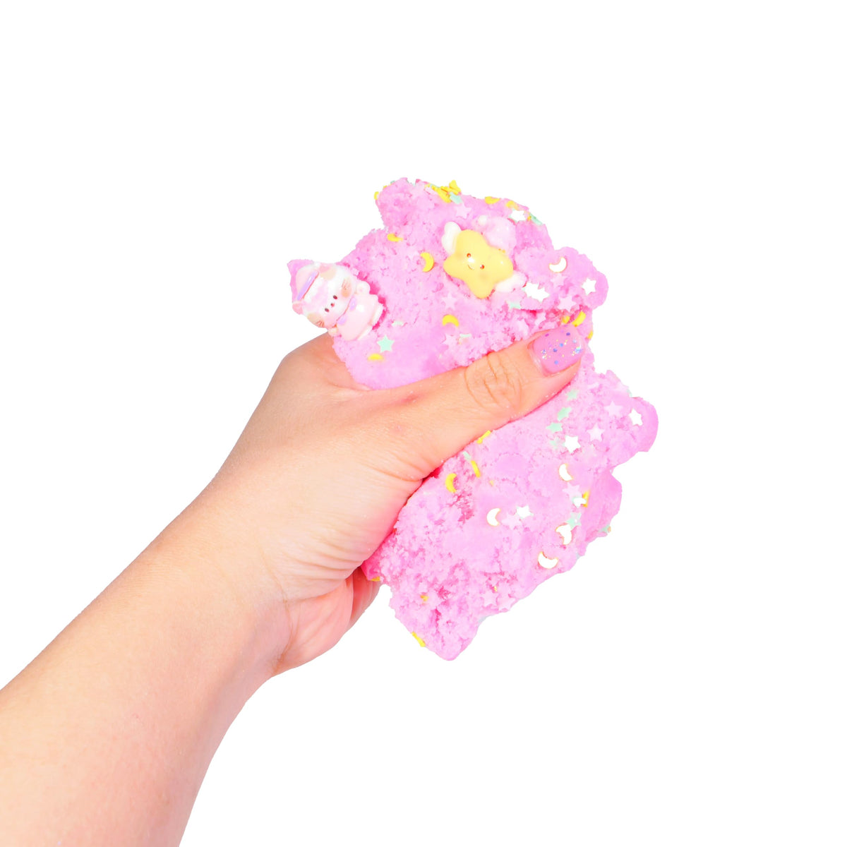 Peachybbies slime scents close-up: cotton candy, raspberry taffy, honeydew.