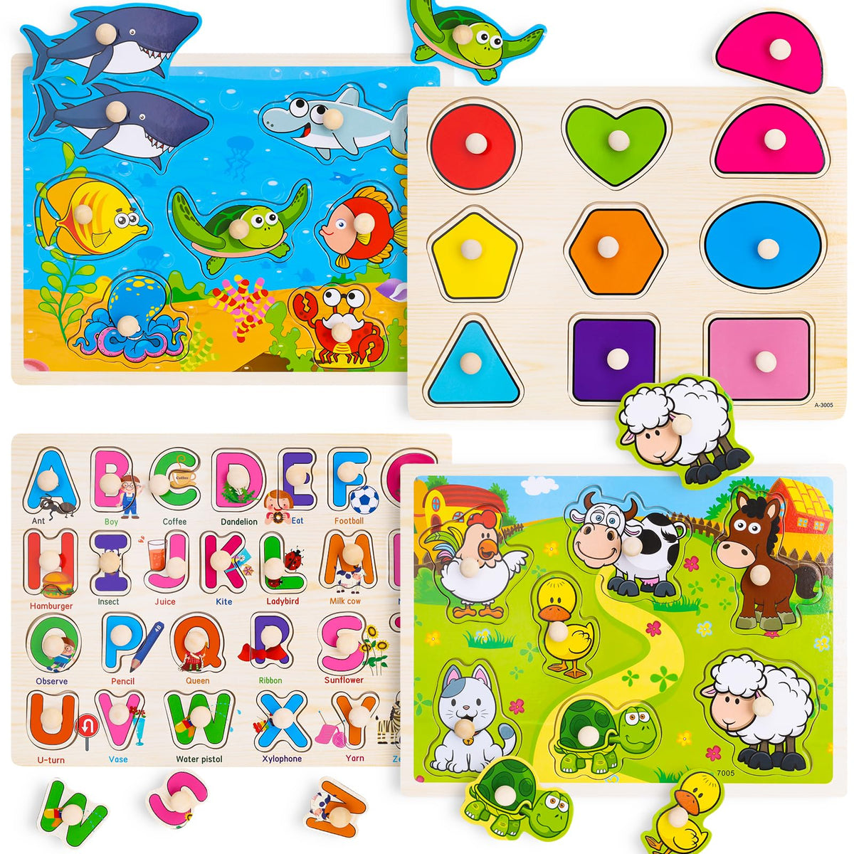Peacurh alphabet puzzle with colorful letters for early literacy and motor skills