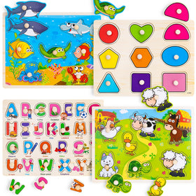 Peacurh alphabet puzzle with colorful letters for early literacy and motor skills