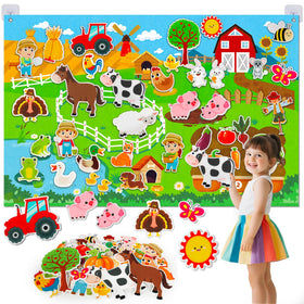 Peacurh Farm Animals Felt Story Board Set with 38 pieces for imaginative storytelling