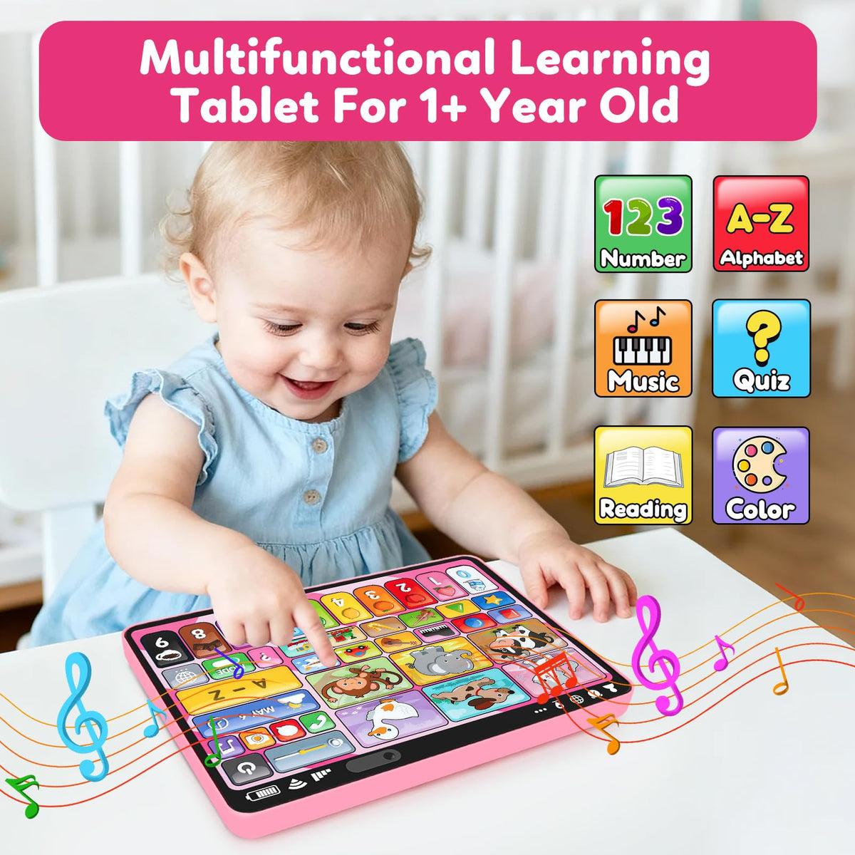 Peacurh learning tablet quiz mode buttons offer interactive questions to reinforce comprehension