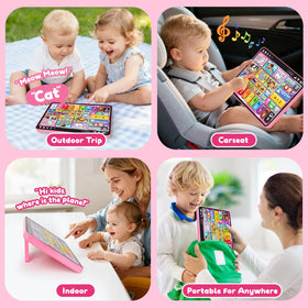 Peacurh tablet language switch enables multilingual learning across English, Spanish, and French