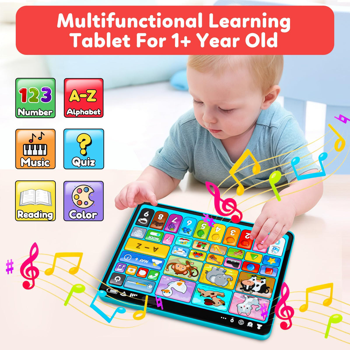 Peacurh learning tablet displaying shapes and colors to boost recognition